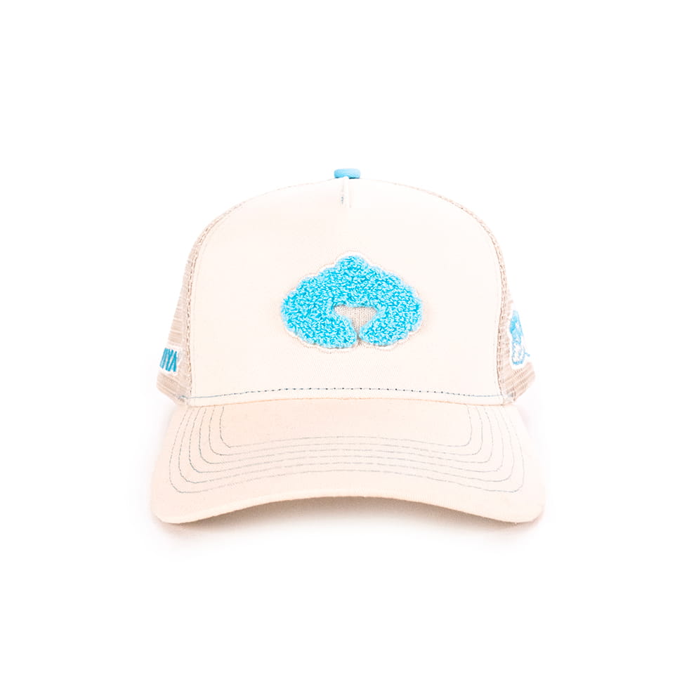 Casquette trucker Coziya® crème - logo nuage broderie chenille