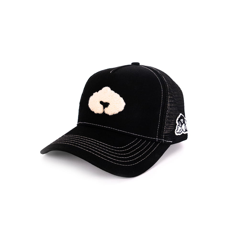 Casquette trucker Coziya® noire - style tendance broderie 2D patchs